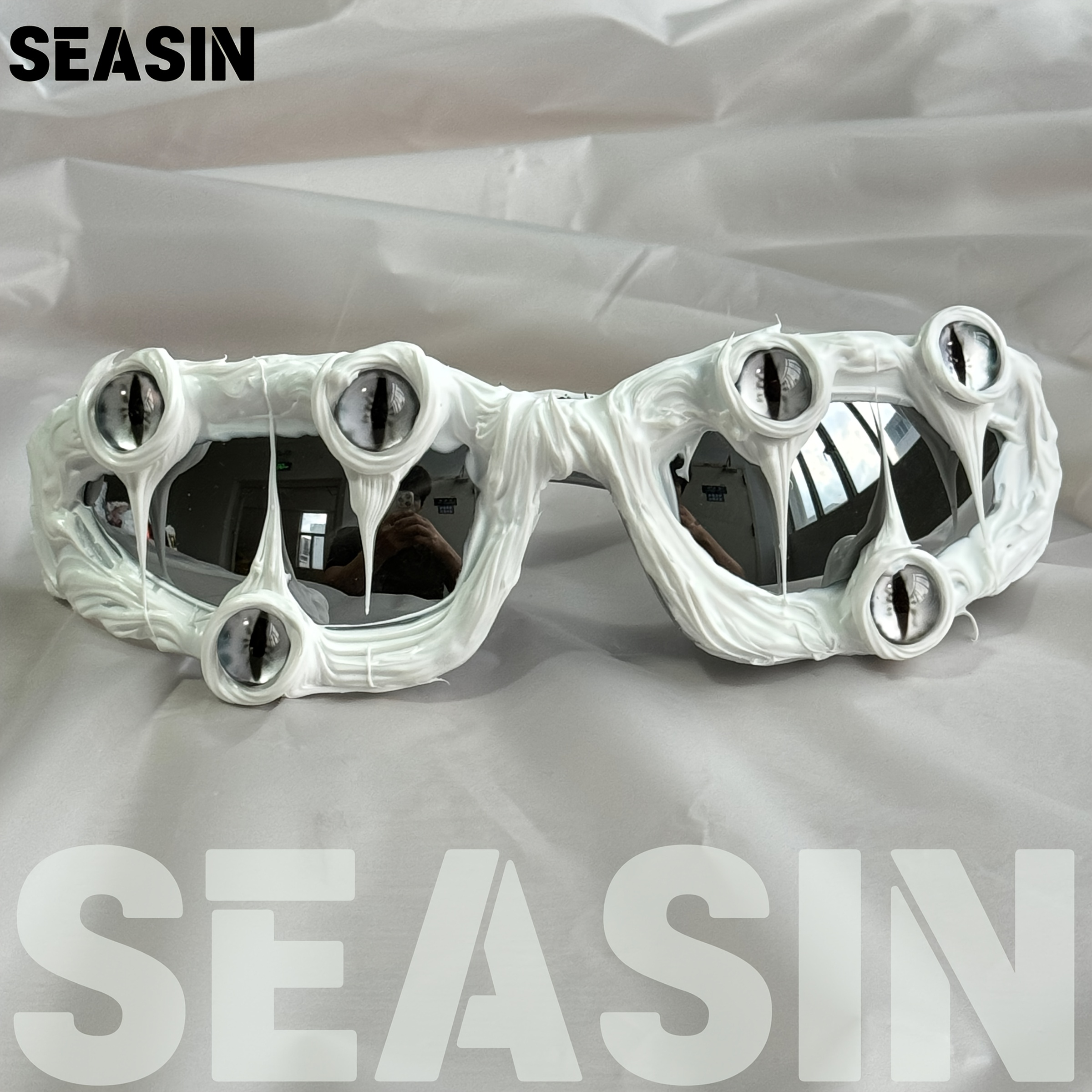 TEMU Y2k White Snake Decorative Glasses, Design, Individual Fashion Glasses, Street Style Additions, Men's Glasses Women's Glasses (handmade,