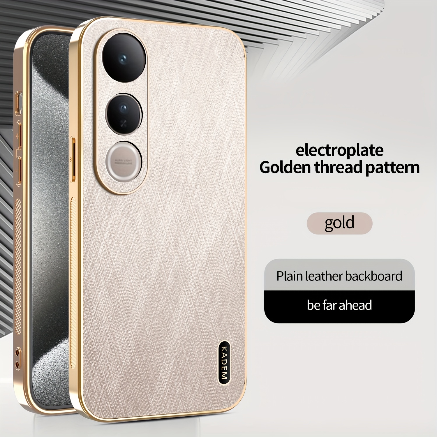 TEMU para teléfono: Compatible con VIVO V50 Lite, VIVO V50, Nueva de dorado, a , de , simple, estilo de negocios para hombres y mujeres, , marca de