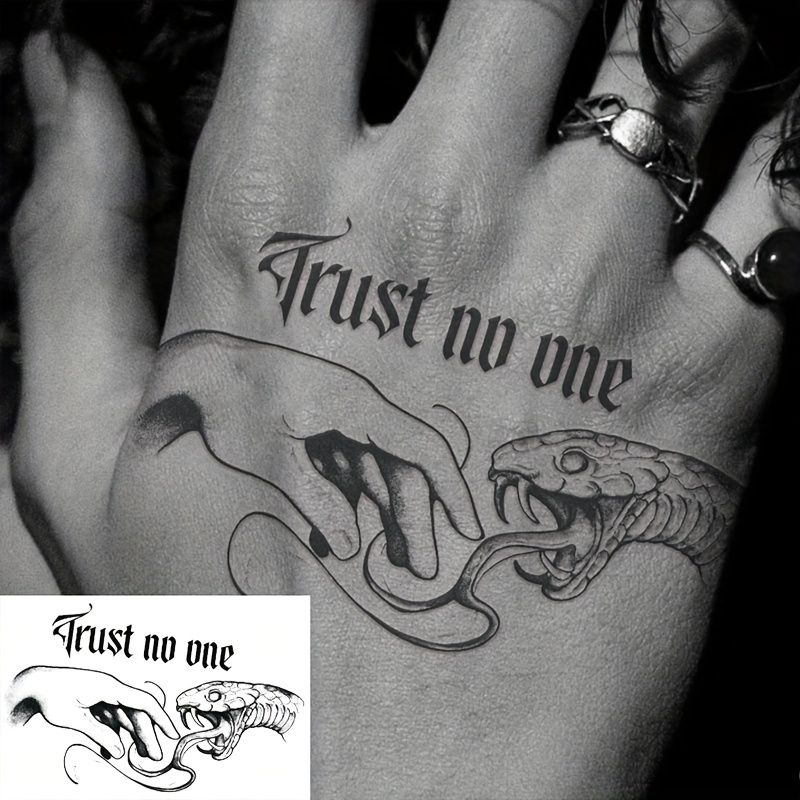 1pc Realistic Viper & Hand Temporary Tattoo Sticker Suitable For , Waterproof Long-lasting Fake Tattoo For , Forearms, Neck - Non-reflective Herbal Snake For Parties, Daily Wear, Lasts 7-15 Days