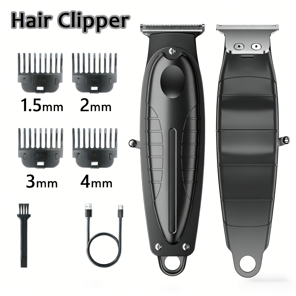 TEMU [popular ] Set Of 7 Professional Black Hair Clipper, Professional Men's Hair Clipper Usb Rechargeable Haircut Kit Portable Trimmer Cuts, Ideal Holiday Gift - Ideal Gift