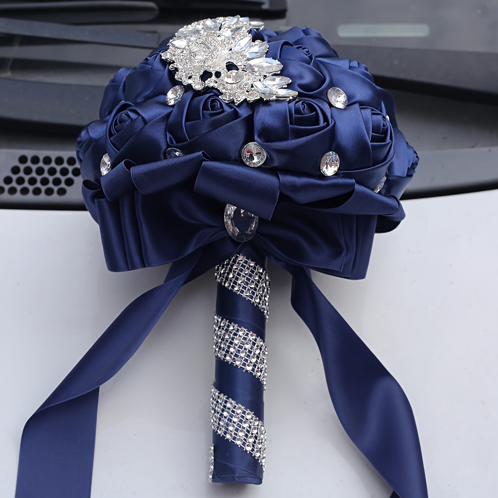 zamonaviy to'y buketi, porloq kristallar bilan, polyester va spandex, qo'lda ushlash uchun to'y gulchambari, w445 tafsilotlari 16