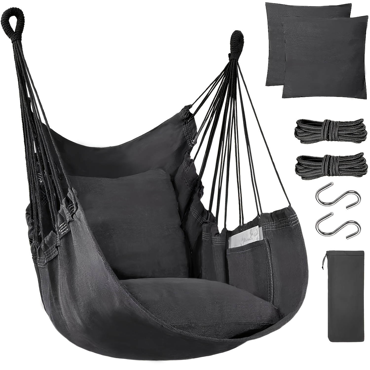 durable hand woven polyester hammock   seat cushions portable bag machine wash free installation outdoor courtyard   hammock chair