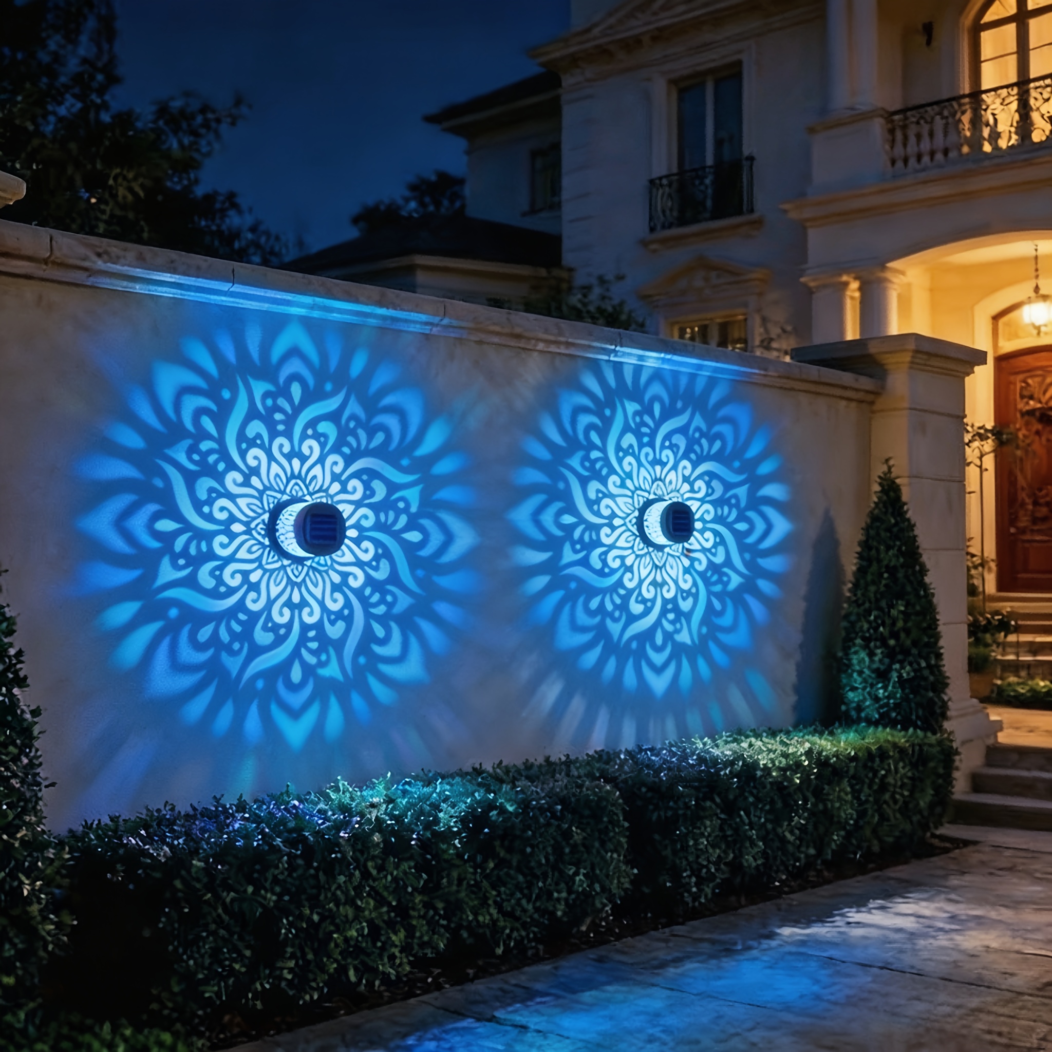 TEMU 2 Pack Decoration Outdoor Courtyard Wall Lights, Metal Solar Mandala Lights, Flower Shaped Wall Lights, Ip65 Protection Grade, Outdoor Garden