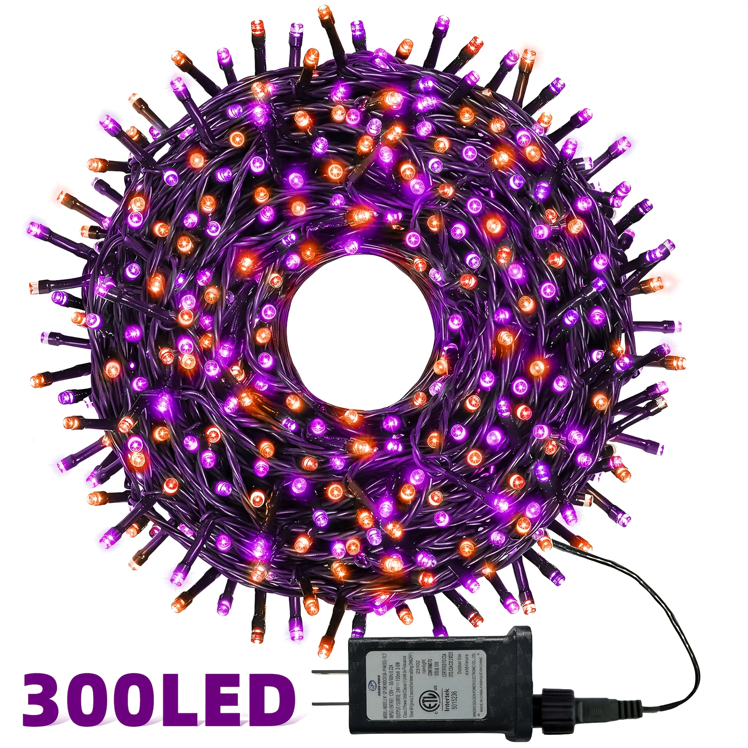 TEMU 1 Pack 104ft 300led Orange Purple Halloween Lights Halloween String Lights 8 Timer Ip44 Plug-in Orange Purple String Lights For Indoor Outdoor