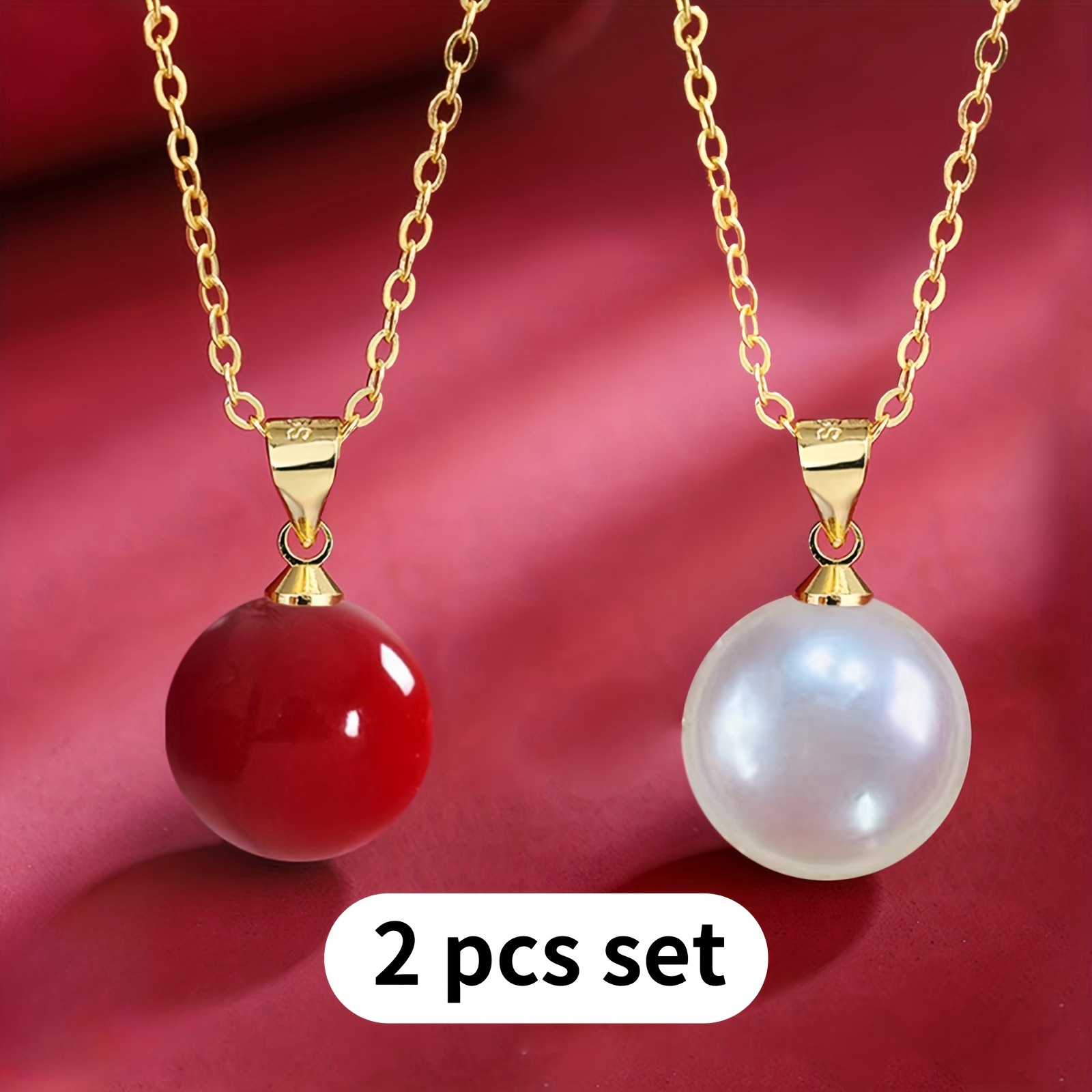 

2pcs 925 Silver Pearl Inlaid Necklace Female Pendant Accessories Are Perfect Gifts For Women Christmas Birthday Halloween