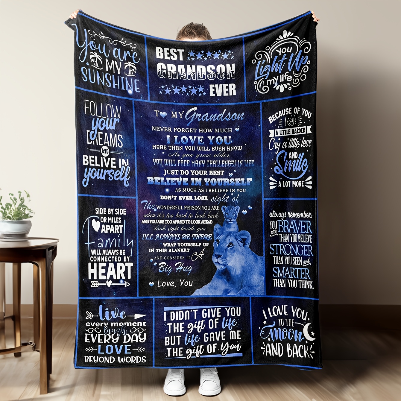 TEMU 1pc Grandson Gift From Grandma And Grandpa, Grandson Birthday Gift, Grandson Blanket Gift, Grandparents' Grandson Gift, Grandson Gift Creative