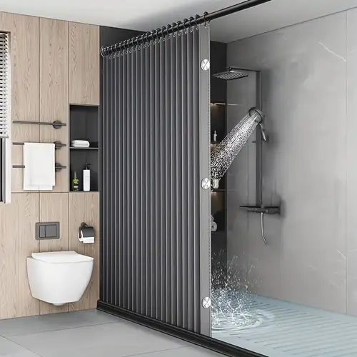 faltbarer duschvorhang magnetischer saugnapf-duschvorhang-set badezimmer-toilettenabtrennungsvorhang trocken-nass-trennungs-punch-hängevorhang - haushalt & küche