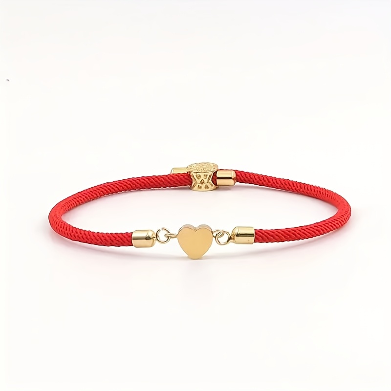 E-shop 1 Stück, 4 Farben, wasserdicht, schweißfest, schmutzabweisend, verstellbare Schlaufe, reines Kupferherz, modisches einzigartiges Damenarmband,