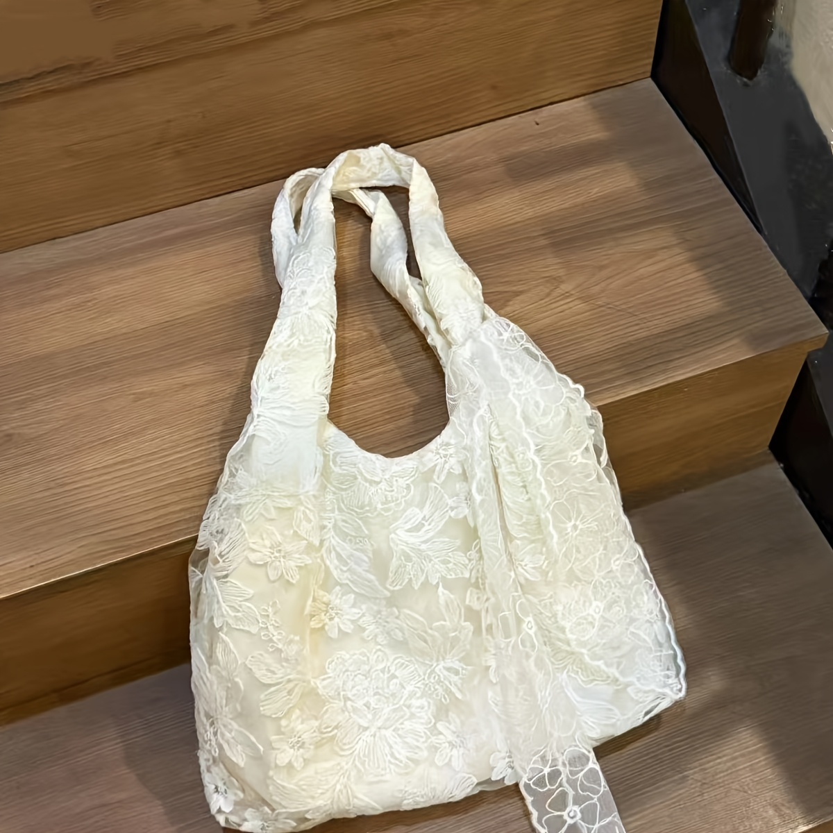 fresh lace floral single shoulder bag womens large capacity storage bag commuter tote