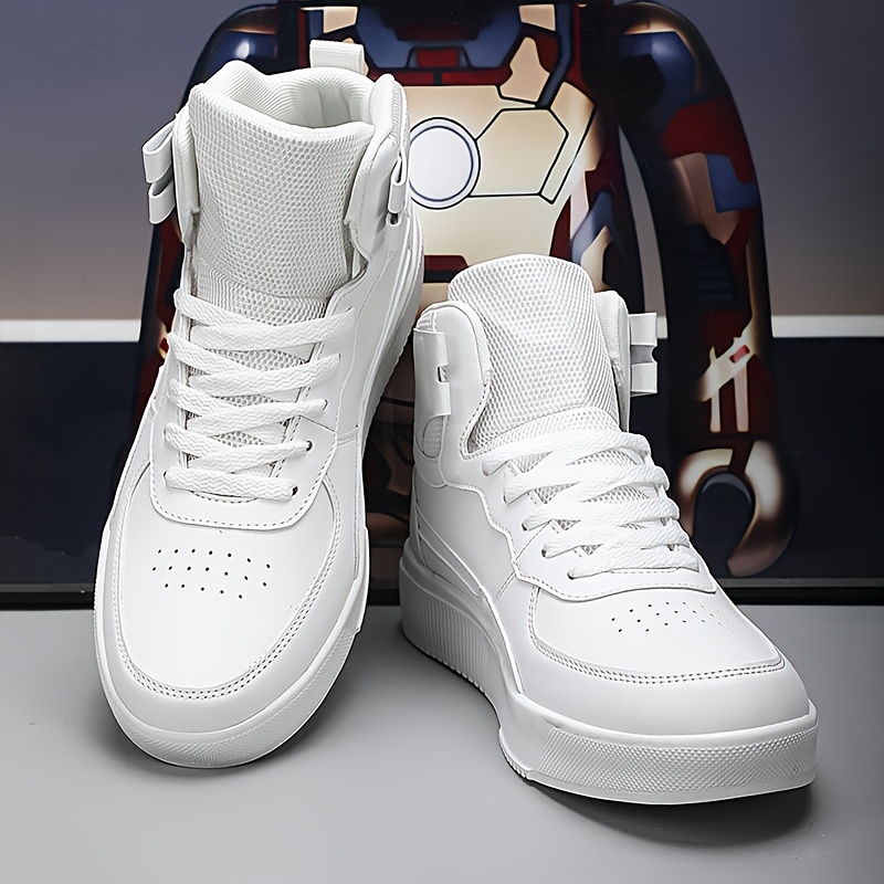 Men'S High-Top Casual Sneakers, Thick Sole Comfortable Lace-Up Shoes, All-Season Fabric Sneakers with EVA Insole, Round Toe Design, and Tread for Outdoor Activities