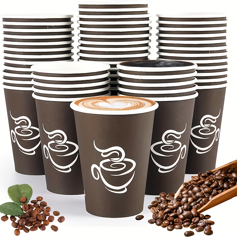 TOPtoper 200 Pack 8 Oz Disposable To Go Coffee Cups Double Wall Insulated Corrugated Paper Hot Cups Bulk Beverage Cold Drinks 8oz 200count No Lids