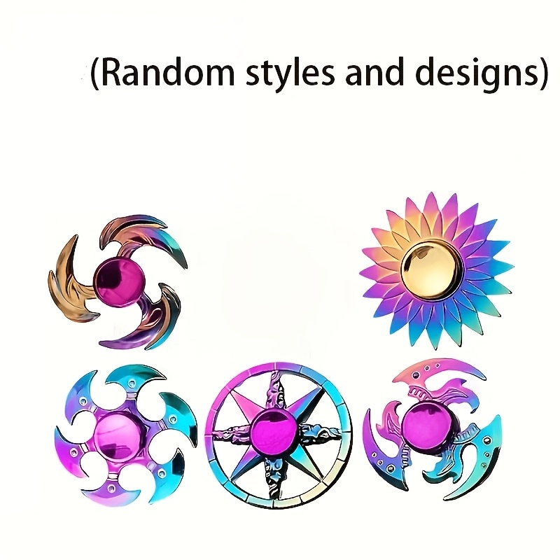 TEMU 5 pezzi Fidget Spinner - Fidget Spinner in Metallo Sfumato con 6 Design , per Giocattolo Antistress per Bambini, Regalo di Compleanno Natale,
