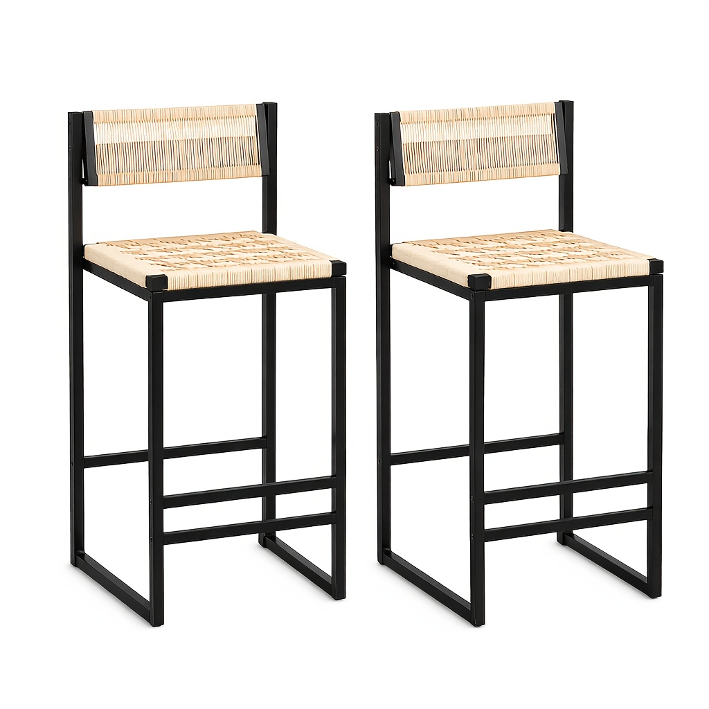 Set Of 2 Modern Oriental Style Bar Stools, Velvet Upholstered Counter Height Chairs with Backrest & Footrest, Golden Metal Frame Kitchen Island Dining Stools, Multi-Color & Multi-Finish New Asian Aesthetic