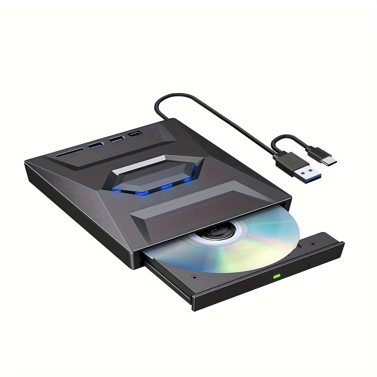 

External Cd Dvd Drive, Dvd Player Cd Burner With Usb 3.0+2.0+usb-c Port & Sd Card Reader, Portable Dvd & Cd-rom +/-rw Optical Disk Drive Writer For Laptop Desktop Pc Windows Linux Computer