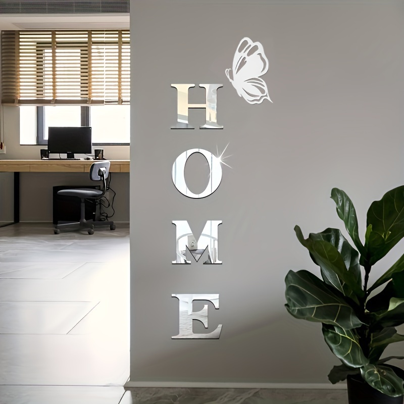 'HOME' Acrylic Mirror Set with Creative 3D Letters