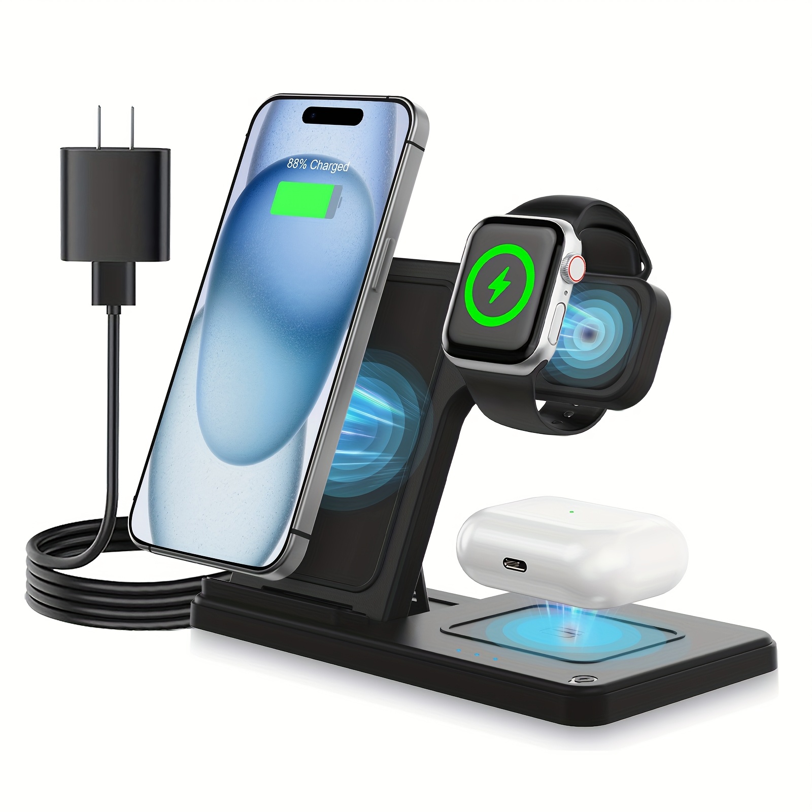foldable 3 in 1 wireless charging station fast wireless charger for   for iphone 16 15 14   11 x 8 pro max pro   for iwatch ultra10   6 5   se for   3 2 pro multiple devices easter mothers day gifts