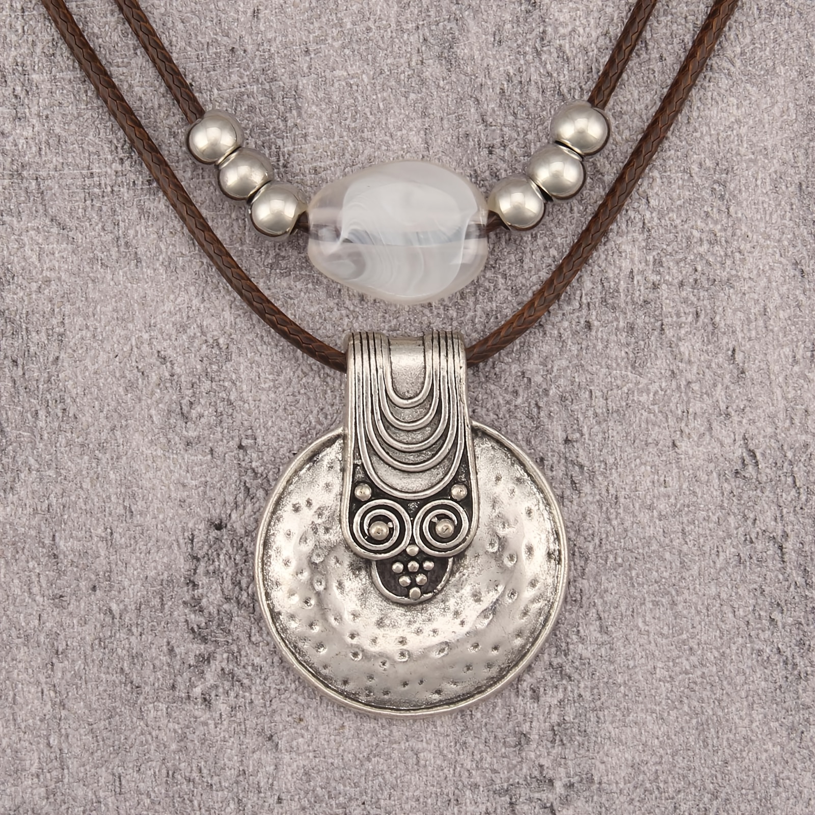 TEMU 1pc Collana Lunga a in di Cera Stile Bohemien Vintage Distressed Antico Rame Color con Placca in , Collana Unisex di Nicchia Versatile, Catena