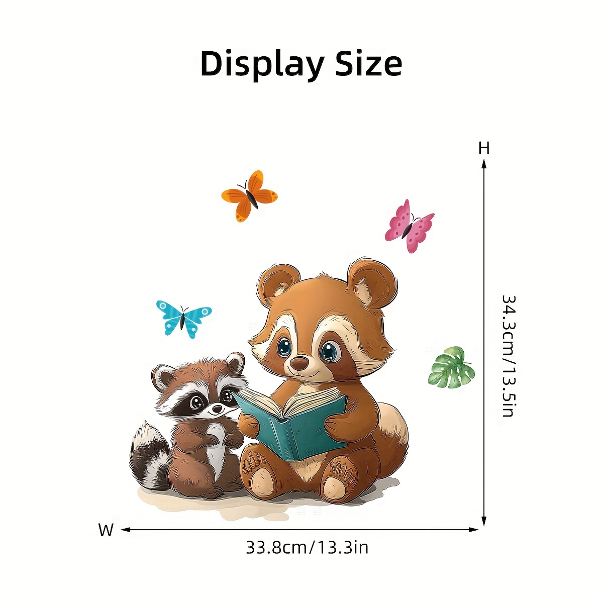 Watercolor Cartoon Cute Bear Fox Reading Pattern Animal Wall Sticker Removable For Bedroom Desk Hallway Bedside Decoration Wall Decal