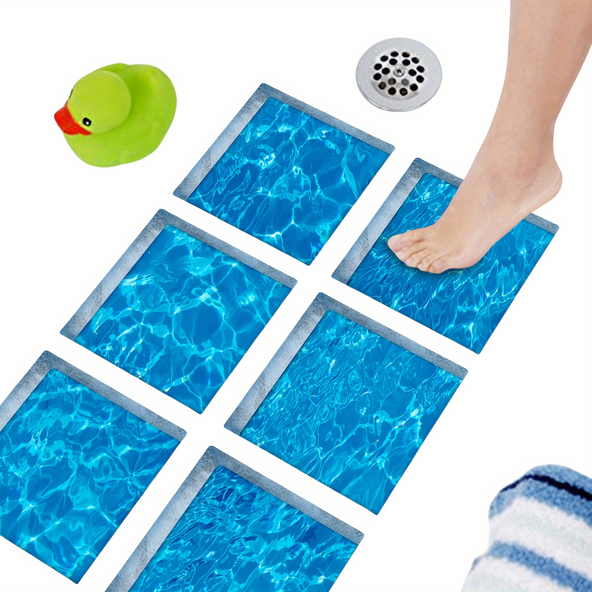 

6-pack Square Pvc Non-slip Bath Tub Stickers, Anti-slip Waterproof Self-adhesive Shower Safety Decals With Pattern - Plastic Bath Mat Alternative, Easy Application - 15x15cm