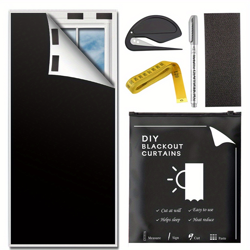 TEMU [portable Blackout Curtains] 100% Blackout Window Cover, Portable Magnetic Blackout Shades For Window, Black Out Window Blinds No Drill Cuttable Blackout Curtains For Bedroom, Rv,