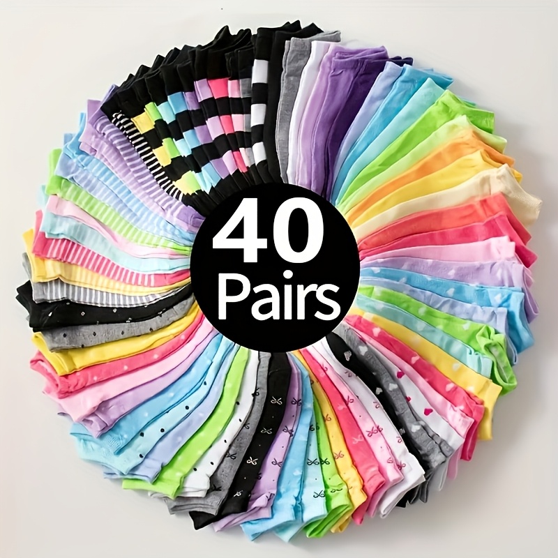 TEMU 40 Pairs Of Candy-colored Socks, Women's Colorful Socks Set, Random Color Mixing Of Massive Patterns, Used As Holiday Gifts, Soft, Comfortable