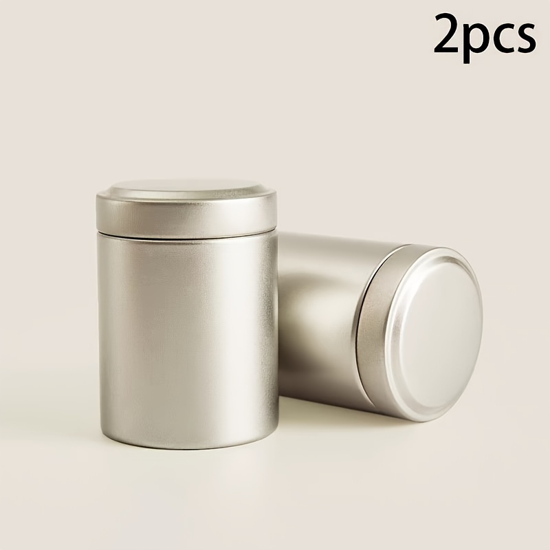 

2pcs Stainless Steel Sealed Canisters, Airtight Storage Containers, Portable & Coffee Caddy Set, Product Dispenser, Ideal Gift