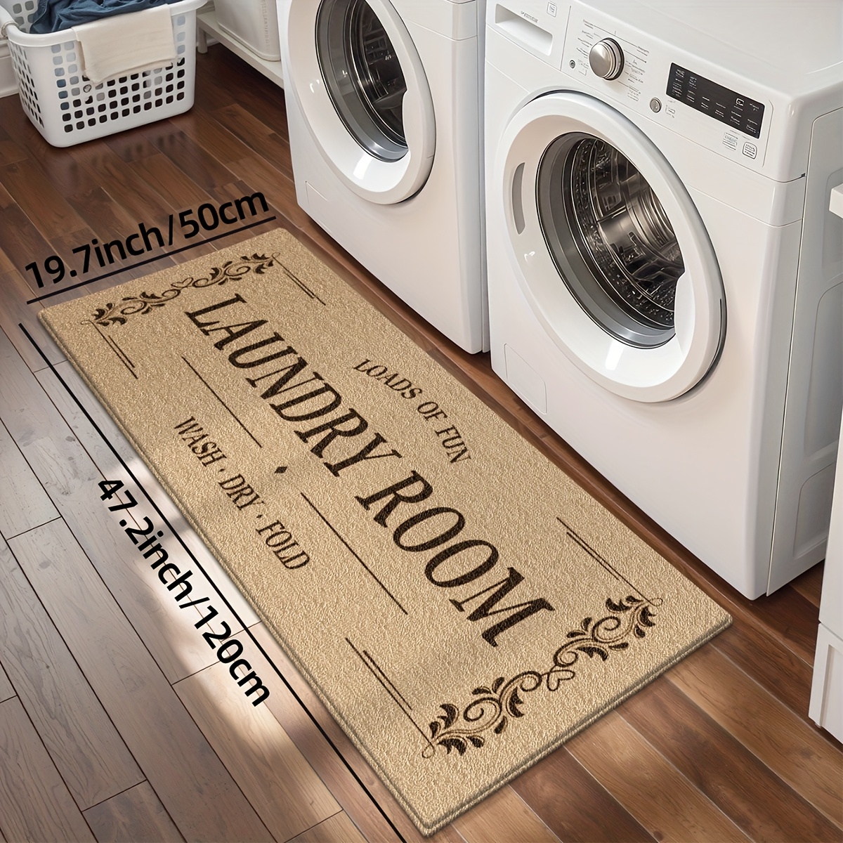 TEMU 1pc Laundry Simple Long Floor Mat Kitchen Floor Mat Household Long Laundry Absorbent Non-slip Kitchen Mat Bottom Non-slip Non-permeable Home