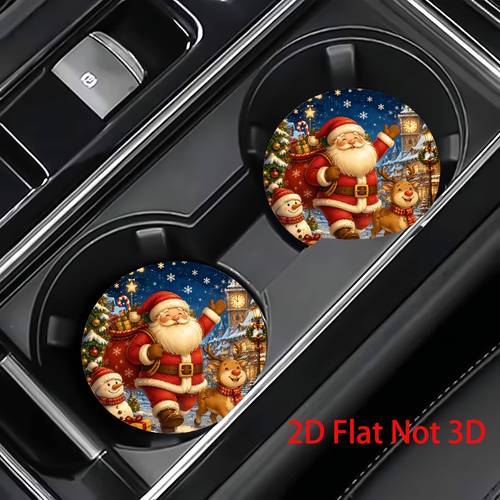 öğe resmi 2 adet kaymaz emici bardak altlığı, bardak tutucuları masası i̇çin uygun, şenlikli noel baba kar tanesi ren geyiği kardan adam, kadınların aksesuarları i̇çin temizlenebilir i̇çecek koruyucular, tatil masa dekoru, i̇çin hediyeler (yıl )