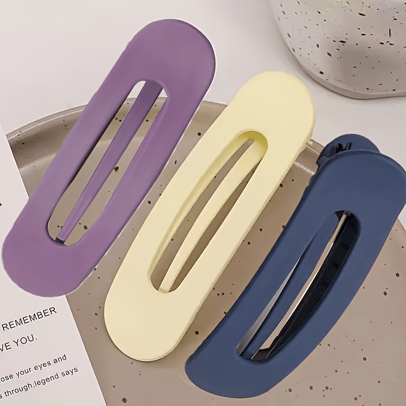 3pcs Ladies' Elegant Matte Large Hair Clip- Acrylic Anti-Slip Toothed Hairpin, Easy And Elegant Rectangular Hairpin, Stable And Fixed, Solid-Color Headpiece, Suitable for Daily And Formal Looks, Cute Hair Accessory, Smooth Surface