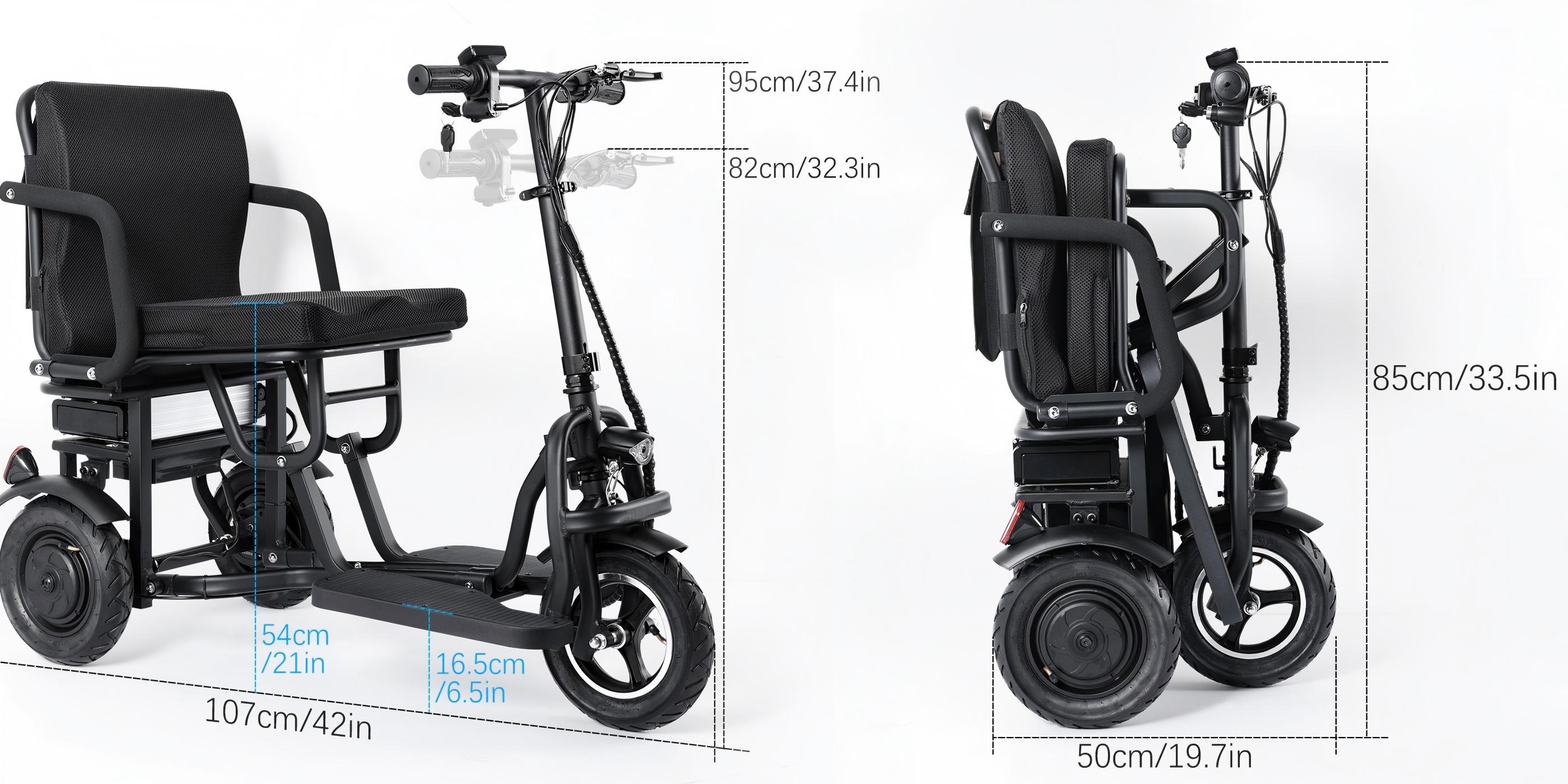 adult electric scooter for seniors lightweight folding 3 wheel mobility   with 700w dual motor ergonomic seat removable battery and storage basket black Product details 6