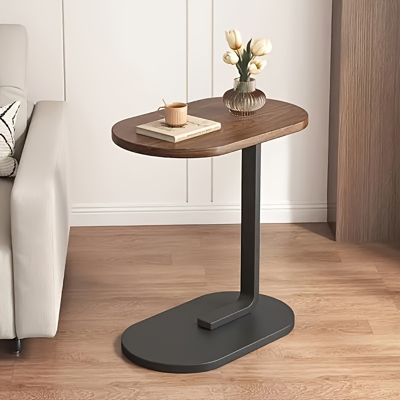 elegant walnut c shaped edge table modern and durable structure sturdy bottom frame   easy to carry 2 colors   from suitable for bedrooms living rooms and offices   table   room decoration 4
