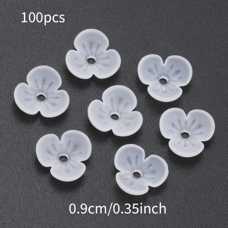 TEMU 100 pezzi di piccole fiori a tre petali da in acrilico per braccialetti, collane, orecchini e ciondoli per telefono. Adatti come regali di