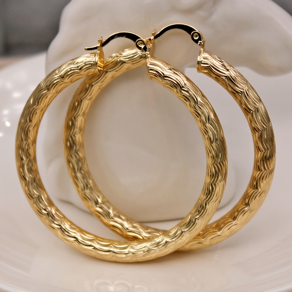New Statement Hoop Earrings For Women Round Earring With For Wedding Anniversary Gift