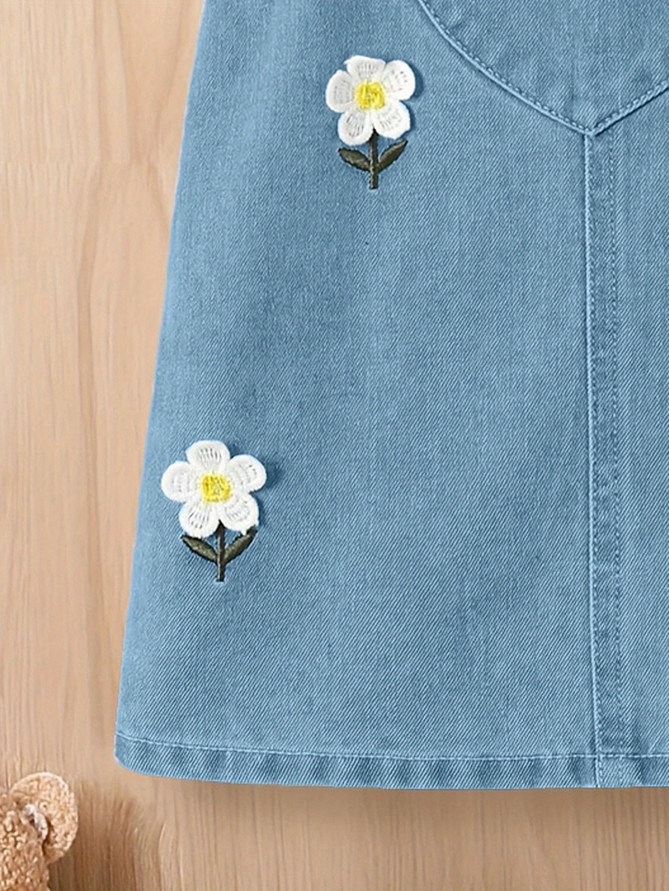 girls spring autumn cute daisy flower denim dress suspenders - Temu