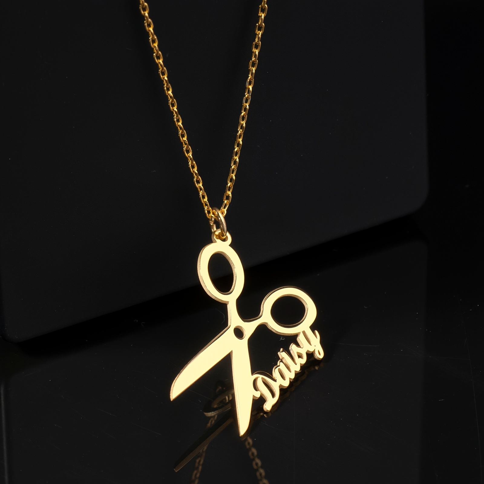 

Scissors Customized English Letter Pendant Necklace Simple Style Adjustable Neck Chain Jewelry Decoration Daily Wear