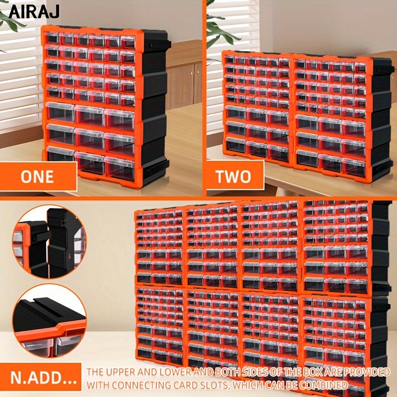 

Airaj 39-compartment Orange Plastic Organizer - Stackable & Wall-mountable Storage Solution For Tools, Hardware, Crafts & Beads