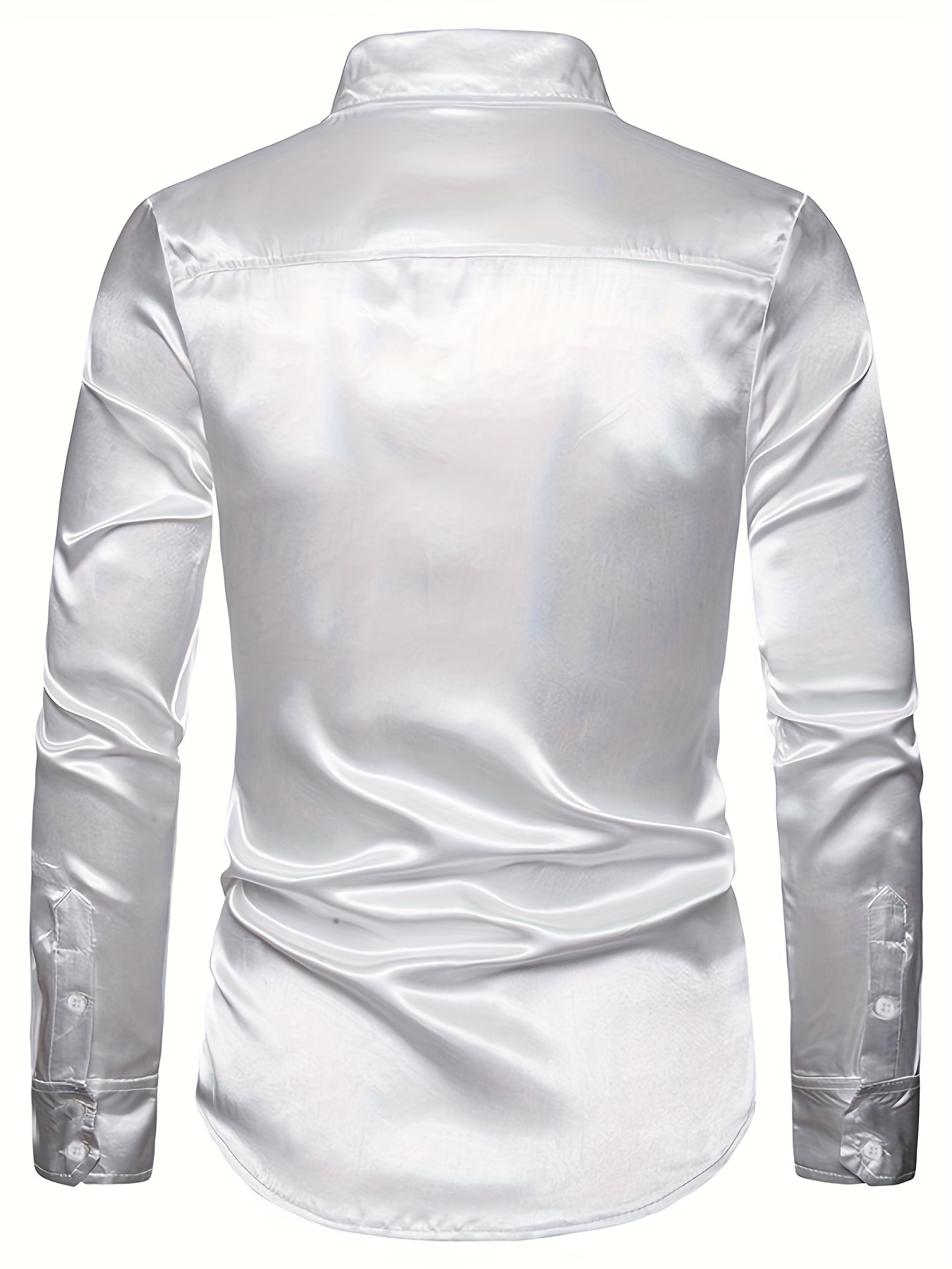 Men's Casual Button Long Sleeve Satin Prom Shirt Men's Temu