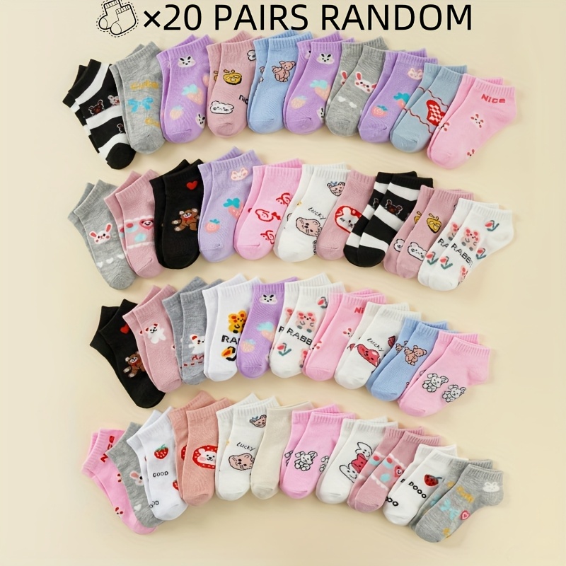 10/20 Pairs Of Striped, Cute Bunny, Bear, Heart Fruit Socks For Everyday Use, Sent