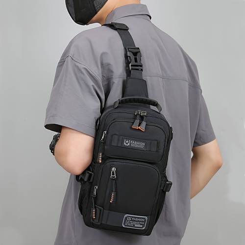 multi functional mens chest bag casual shoulder bags multi pocket outdoor sports hiking travel cycling crossbody messenger bag