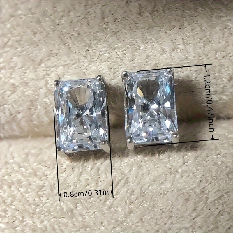 Women's Classical Square Zirconia Stud Earrings, Elegant Wedding