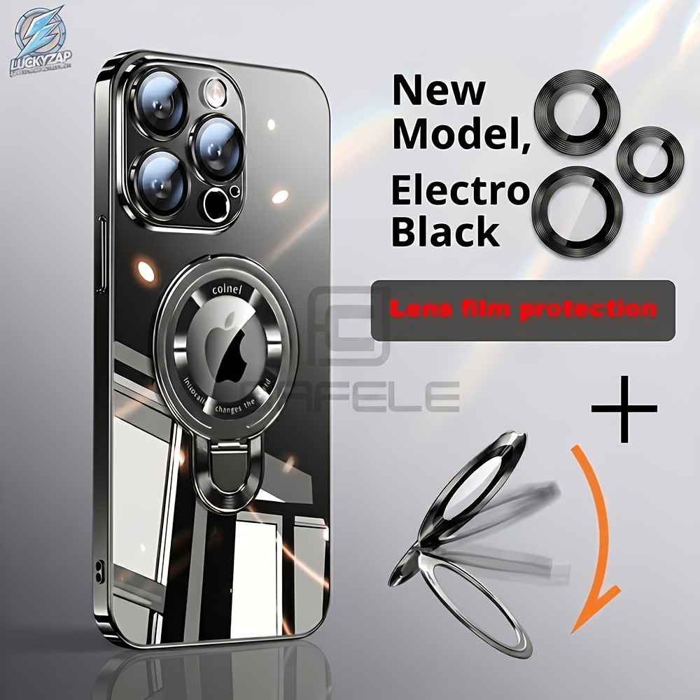 TEMU Phone Case: Magnetic Phone Case With Stand For Iphone 17/17 Air/17 Pro/17 Pro Max/16/15/14/13/12//pro/pro Max, Electroplated Pc Full Coverage