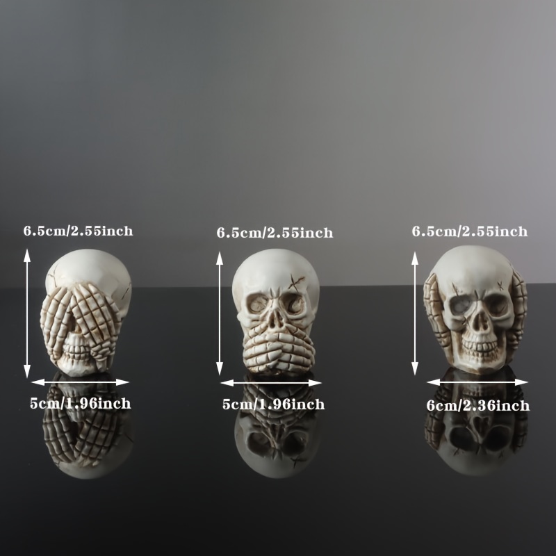 Collectible Figurines, 3pcs/set Silent, Non-speaking, Non-looking Resin Ornaments, Halloween Desktop Creative Decor Gift