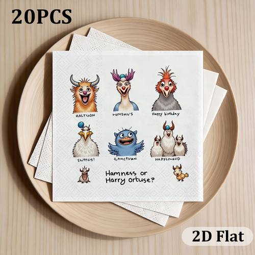 item picture 20pcs pack cute monster themed napkins suitable for parties showers themed events adorable print with paper napkins for kitchen supplies