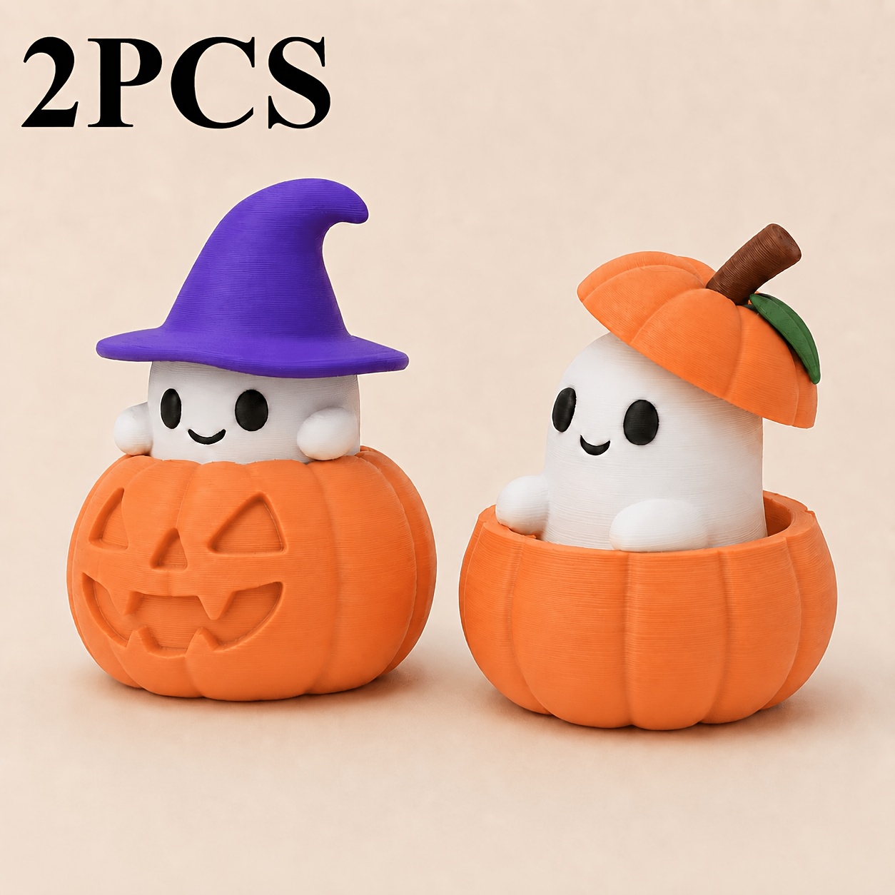 TEMU 2pcs 3d Printed Halloween Pumpkin Elf Ornaments Small Statue Decor Desktop Atmosphere Decoration Holiday Scene Arrangement Elf Halloween Home