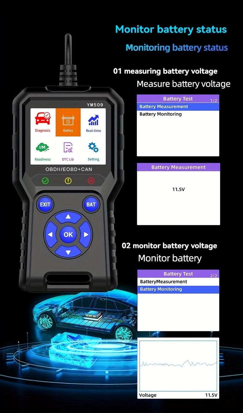 Ym509 Obd Ii E Obd Diagnostic Scanner Advanced Car Code - Temu Philippines