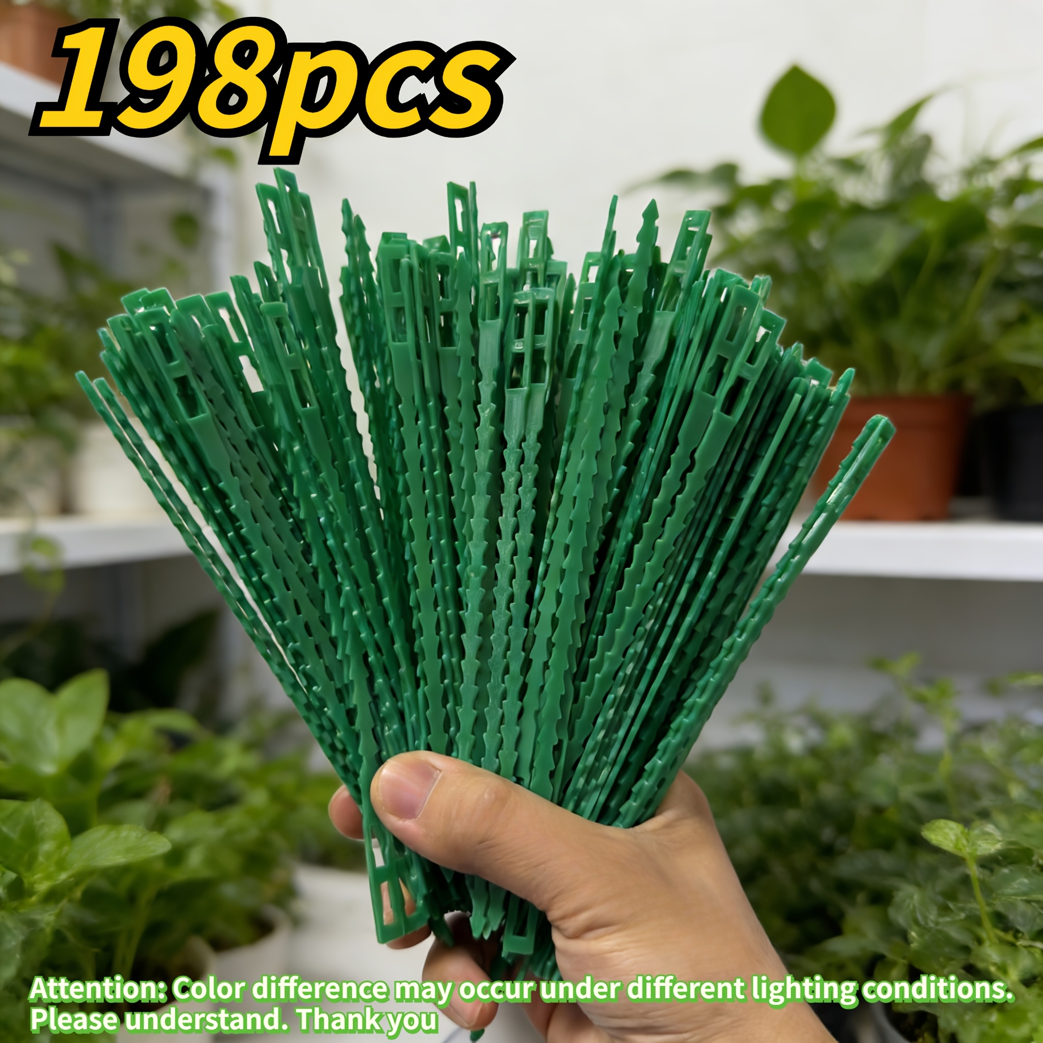 Image of 198pcs Extra Long 17cm Adjustable Garden Plant Ties - Reusable Clips For Stems, Vines & Tomato Plants, Flexible Support Straps