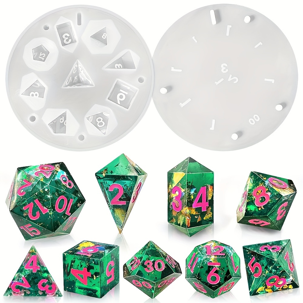 

Deluxe 9pcs Silicone Dice Mold Set For Rpgs - Includes 7 Dnd Polyhedral Shapes & Pendant D4 Mold