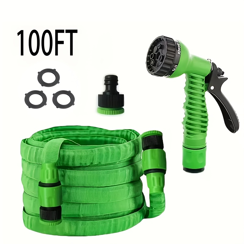 TEMU Tuyau multifonction auto-enroulable de 50/100 pieds, ensemble pistolet à eau pour lavage de voiture domestique et tuyau d'arrosage pour