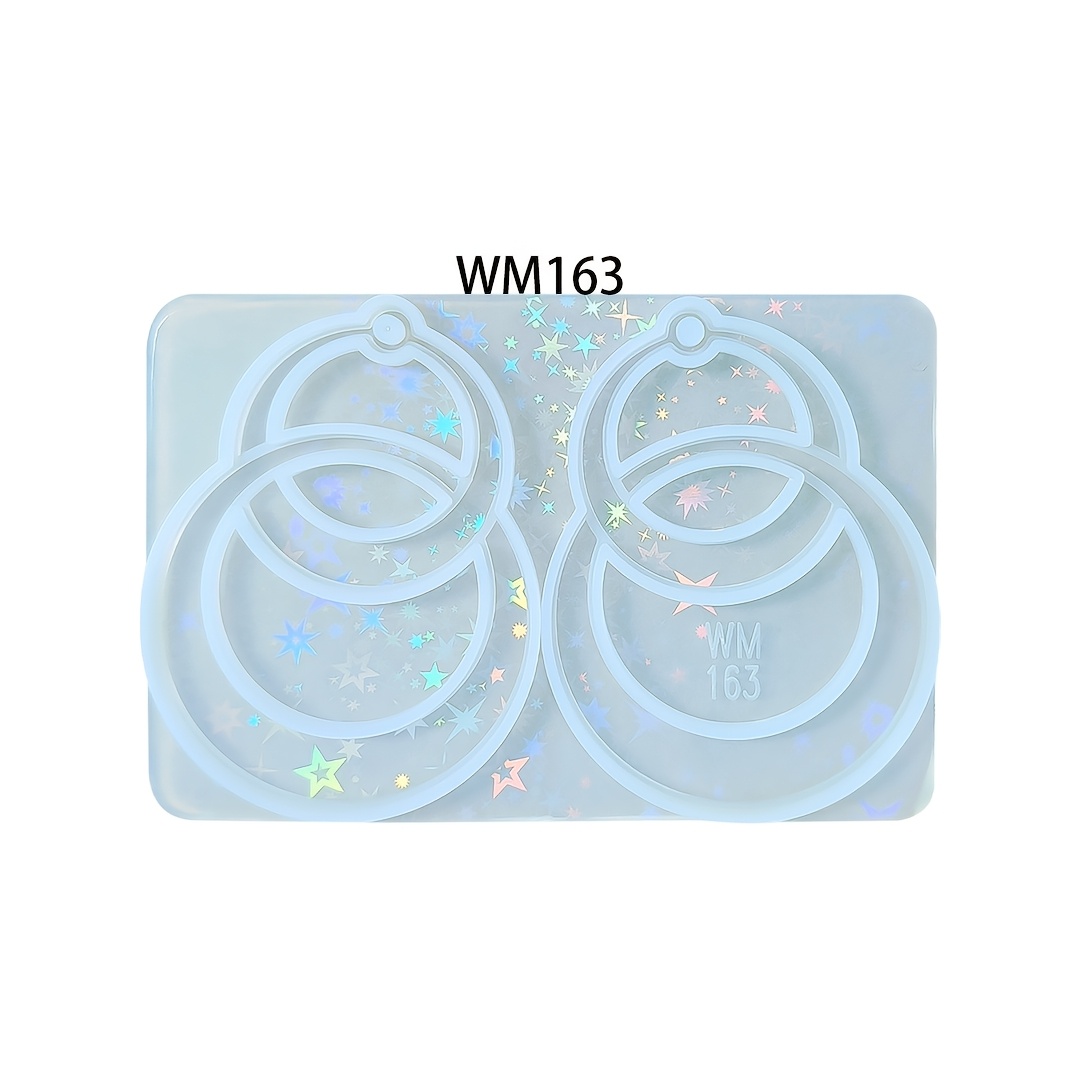 TEMU Moule en silicone pour boucles d'oreilles holographiques à double cercle imbriqués, moule de moulage de bijoux en résine époxy