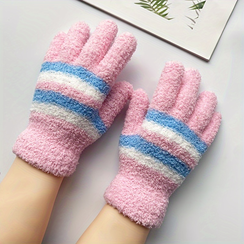 

Chic Striped Knit Gloves For Women - Cozy & Warm, Outdoor Activities, Fit